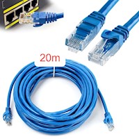 Cable Internet Red 20m Adaptador Rj45 CAT6 Ethernet UTP LAN BLUE Testeado